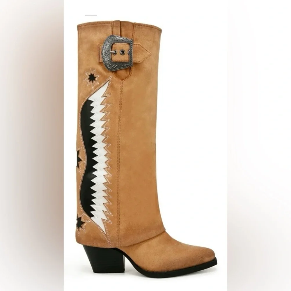 NWT Zodiac Western Boot Faux Suede Caramel size 7 - Picture 3 of 10